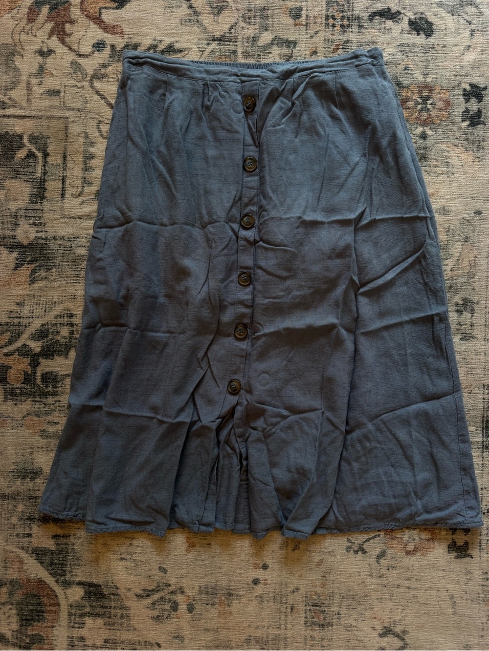 Hayden Slate Blue Button-Front Midi Skirt